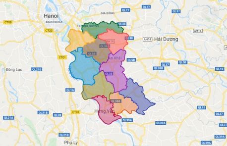 Bản đồ địa lý tỉnh Hưng Yên