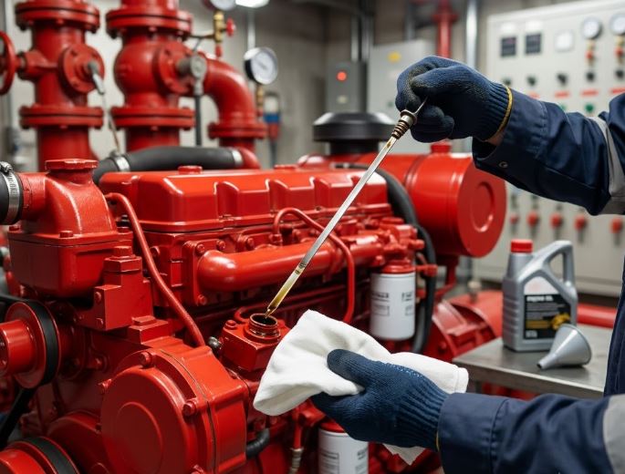 Cách kiểm tra tình trạng dầu động cơ của máy bơm diesel chữa cháy