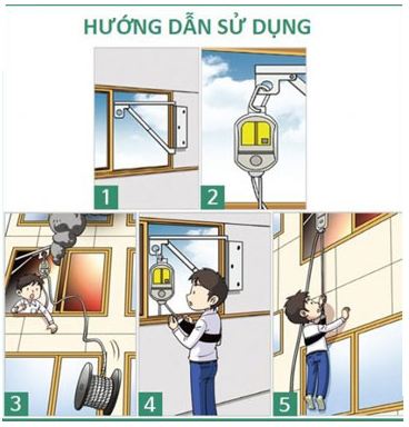 Sử dụng dây thoát hiểm đúng cách khi có hỏa hoạn
